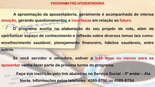 Programa Pré Aposentadoria